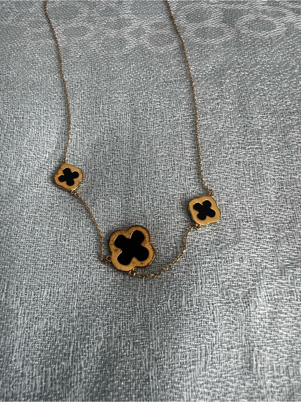 Gold and Black Clover Pendant Necklace - Women Jewelry